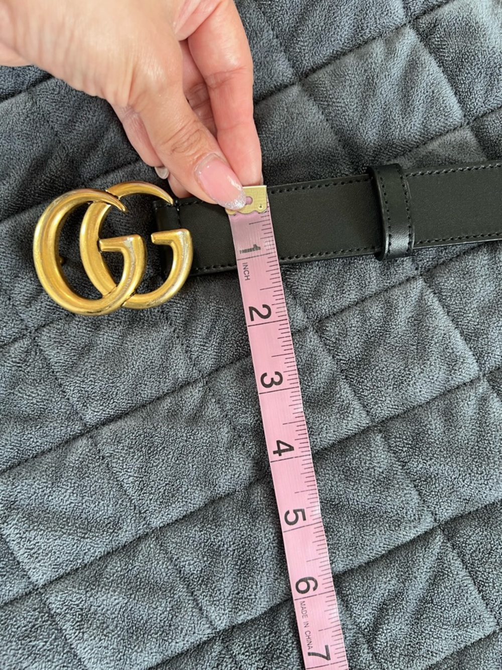 Gucci GG monogram belt black gold 32” - 36” small medium - Picture 8 of 9
